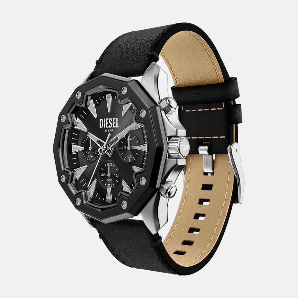 Men Quartz Black Dial Chronograph Leather Watch DZ4710