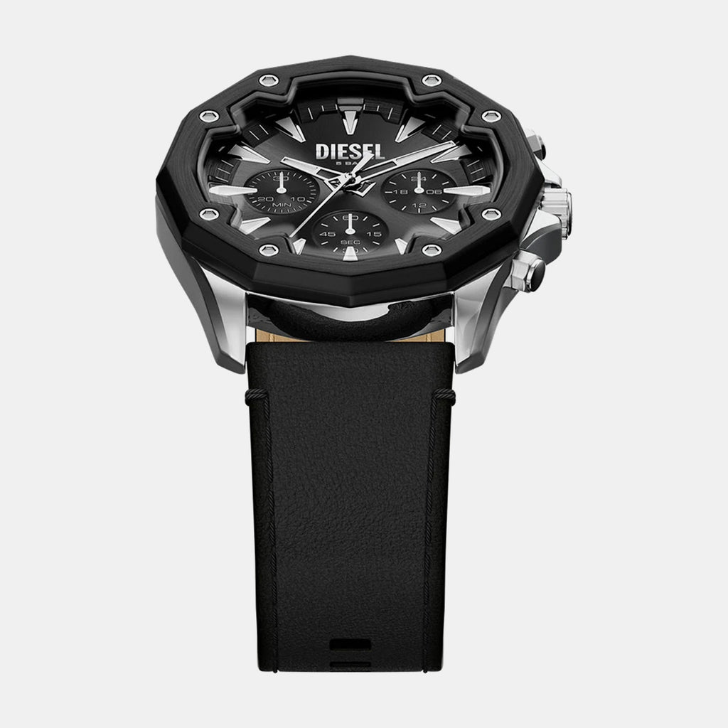Men Quartz Black Dial Chronograph Leather Watch DZ4710