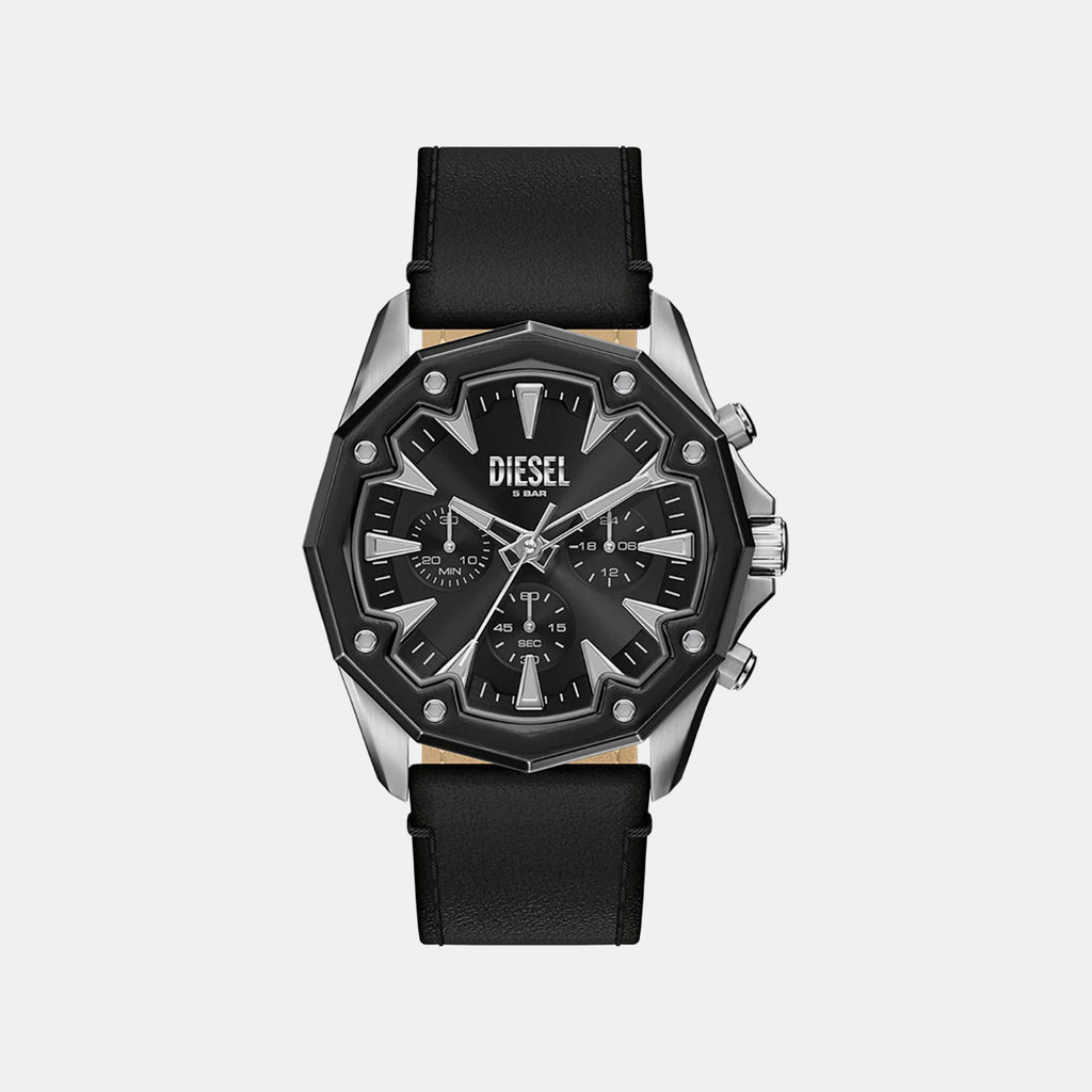 Men Quartz Black Dial Chronograph Leather Watch DZ4710