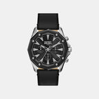 Men Quartz Black Dial Chronograph Leather Watch DZ4710