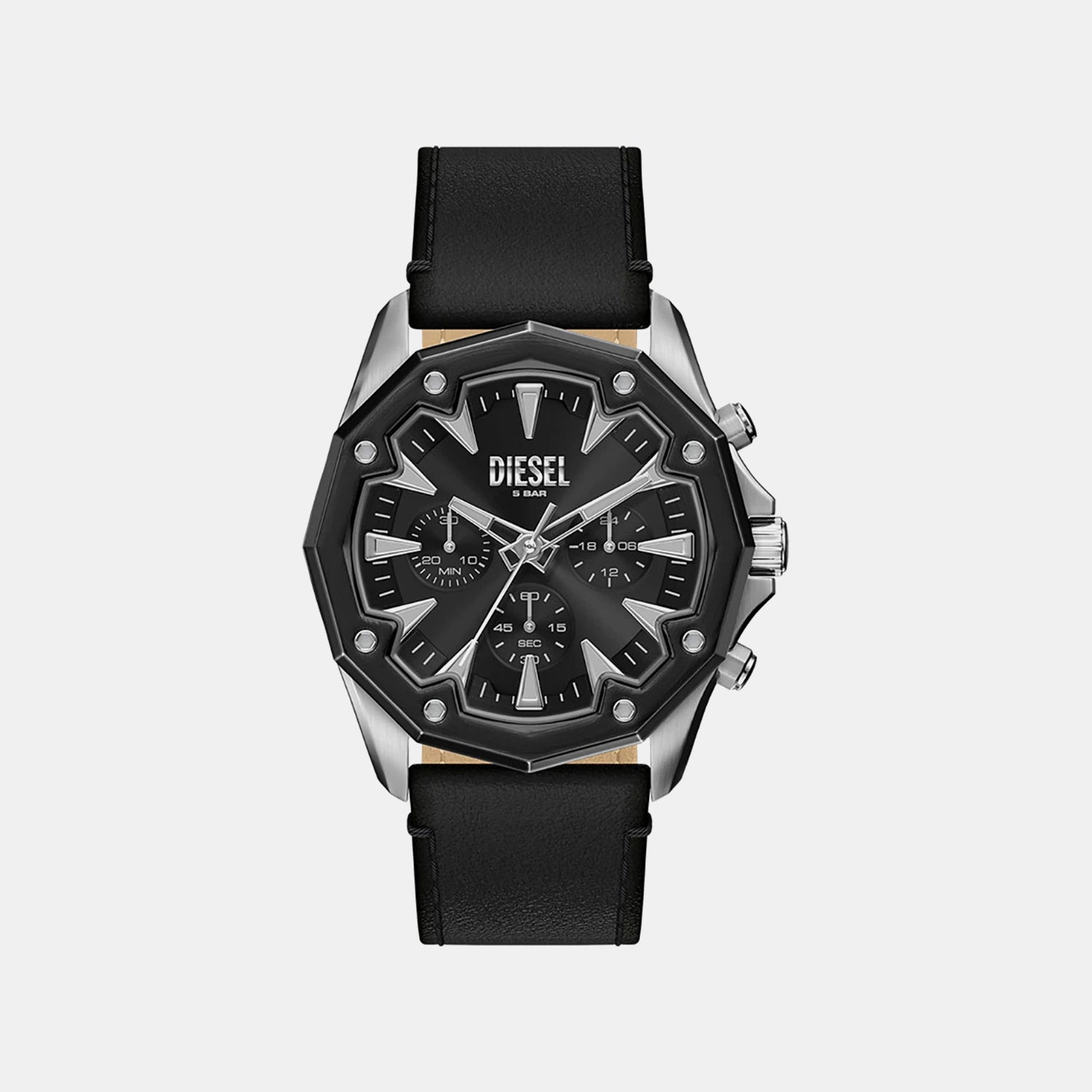 Men Quartz Black Dial Chronograph Leather Watch DZ4710