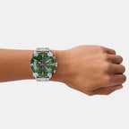 Spiked Men Quartz Green Dial Chronograph Stainless Steel Watch DZ4712