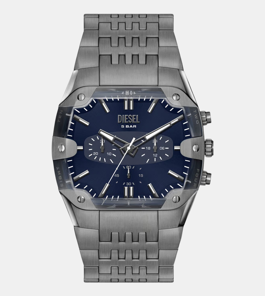 Spiked Men Quartz Blue Dial Chronograph Stainless Steel Watch DZ4717
