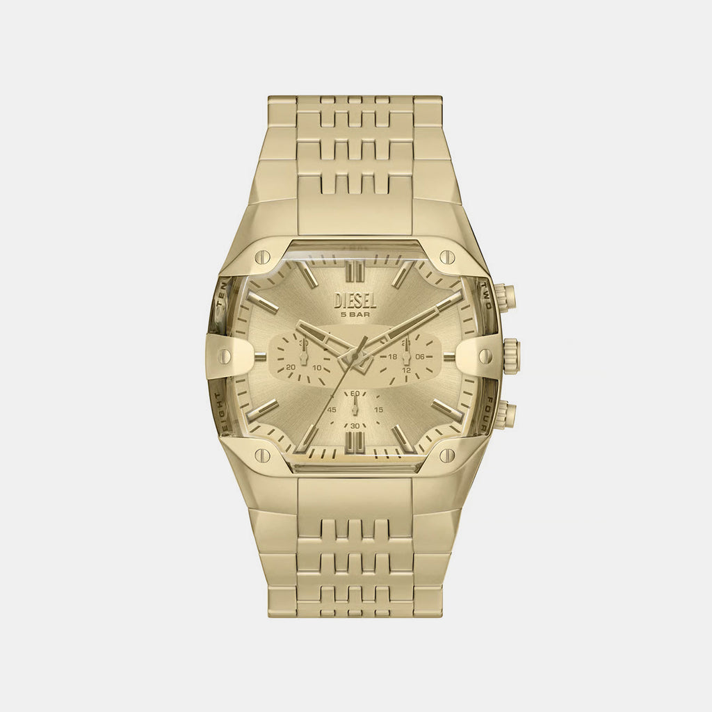 Spiked Men Quartz Gold Dial Chronograph Stainless Steel Watch DZ4718