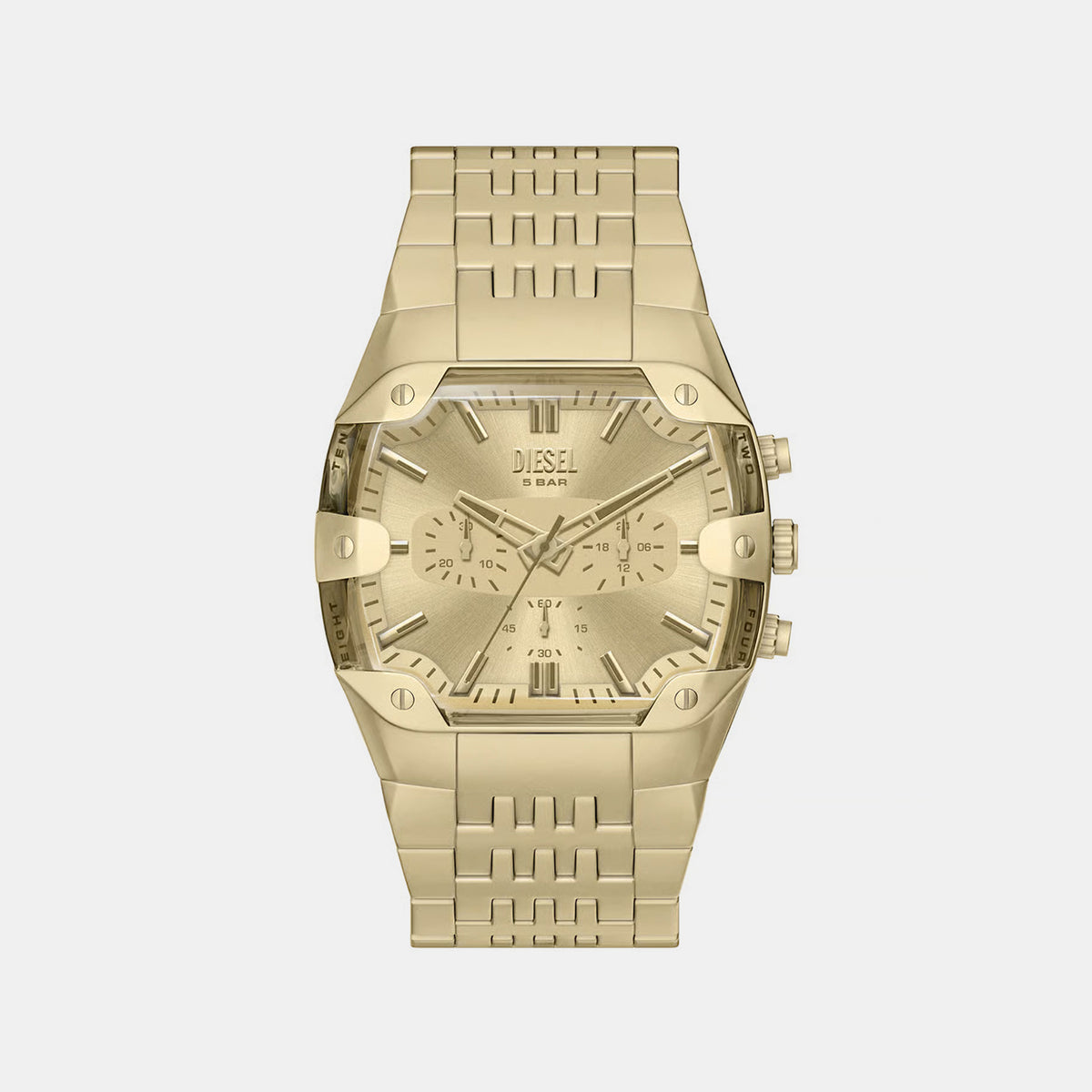 Spiked Men Quartz Gold Dial Chronograph Stainless Steel Watch DZ4718