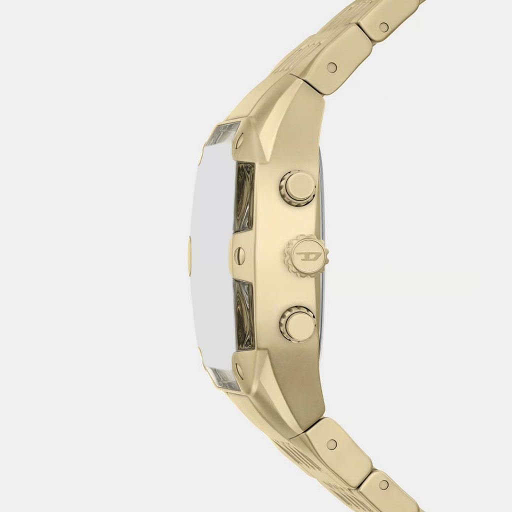 Spiked Men Quartz Gold Dial Chronograph Stainless Steel Watch DZ4718