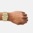 Spiked Men Quartz Gold Dial Chronograph Stainless Steel Watch DZ4718