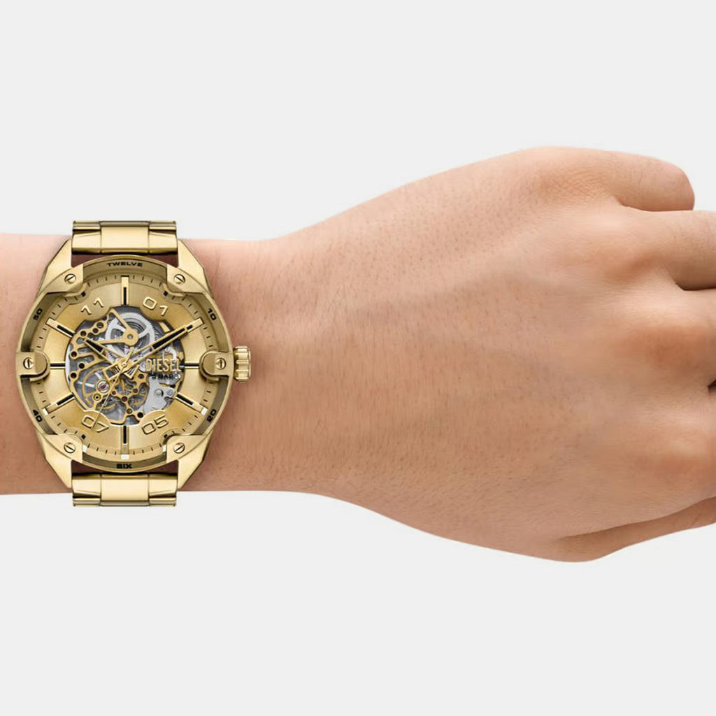 Spiked Men Automatic Gold Dial Analog Stainless Steel Watch DZ4720