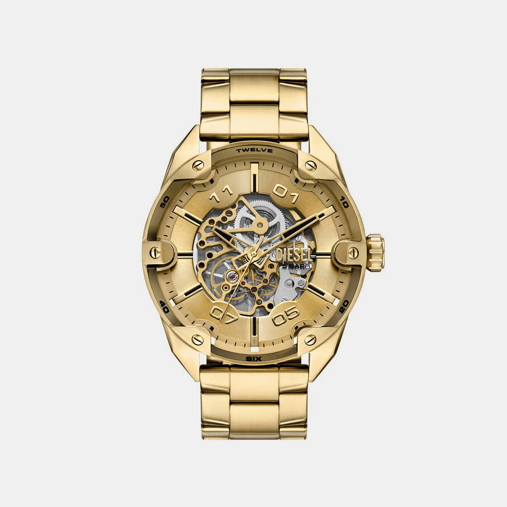 Spiked Men Automatic Gold Dial Analog Stainless Steel Watch DZ4720