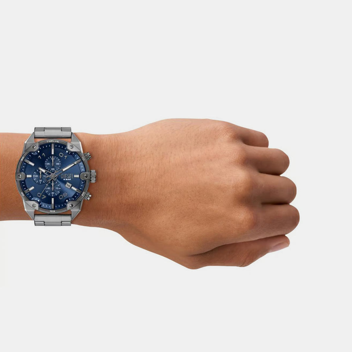 Spiked Men Quartz Blue Dial Chronograph Stainless Steel Watch DZ4724
