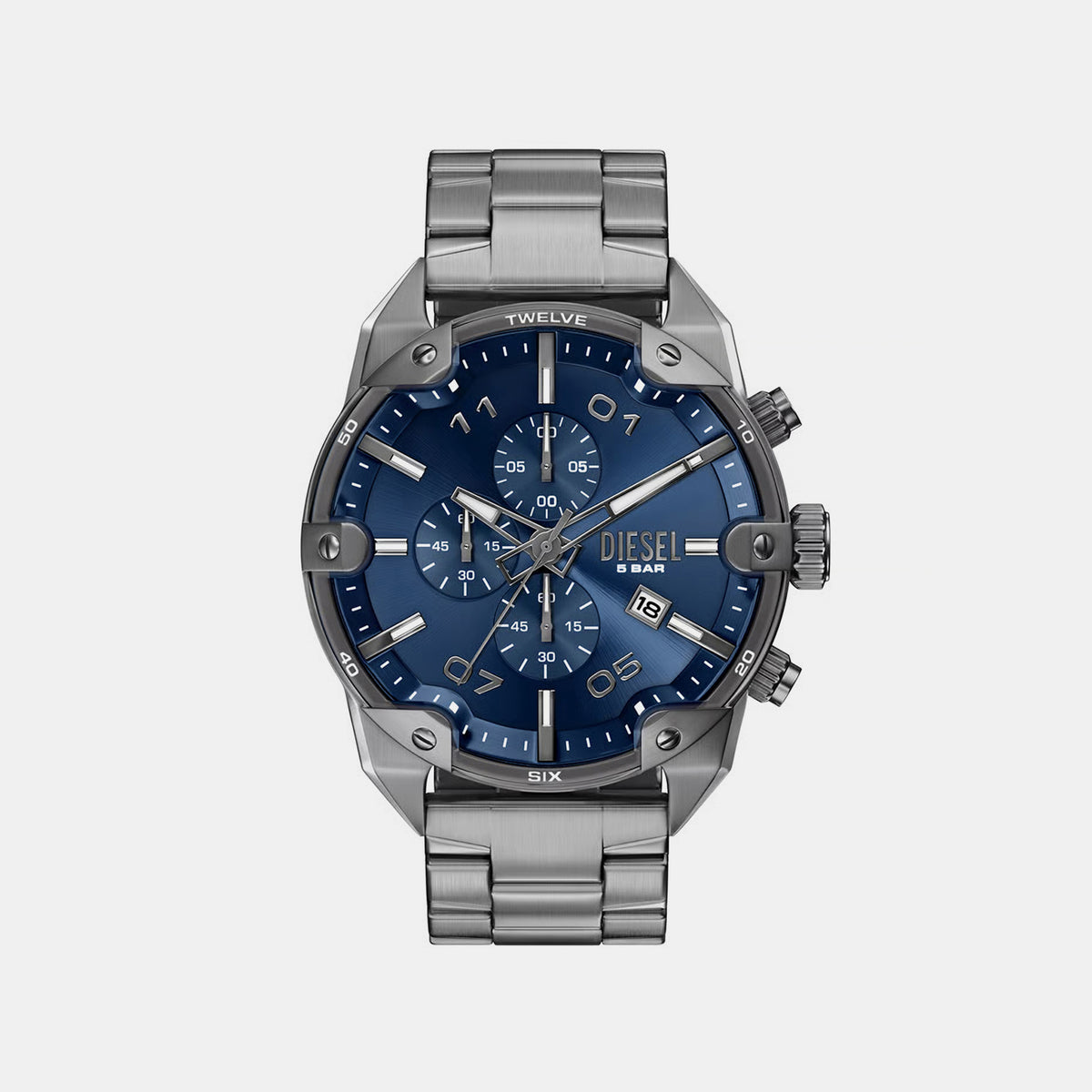 Spiked Men Quartz Blue Dial Chronograph Stainless Steel Watch DZ4724