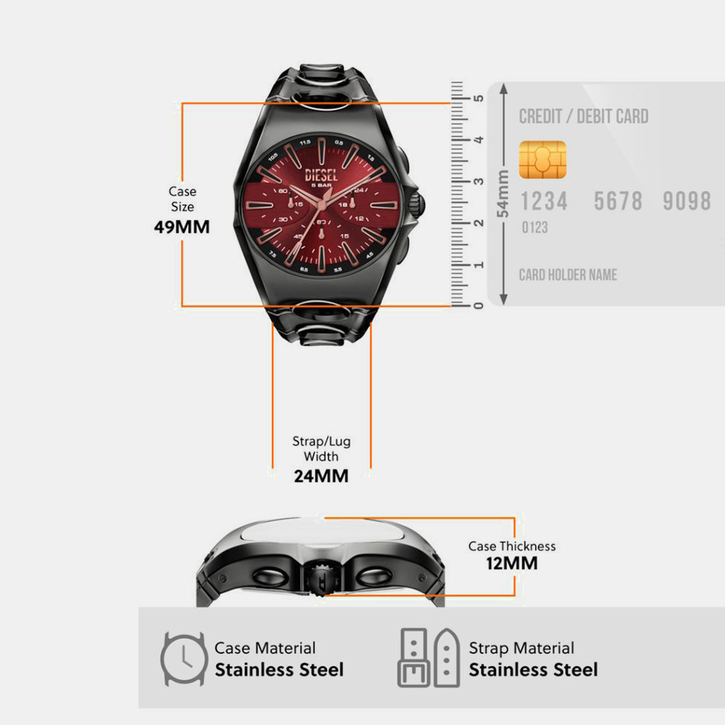 Fenix Men Quartz Burgundy Dial Chronograph Stainless Steel Watch DZ4726