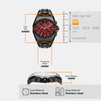 Fenix Men Quartz Burgundy Dial Chronograph Stainless Steel Watch DZ4726