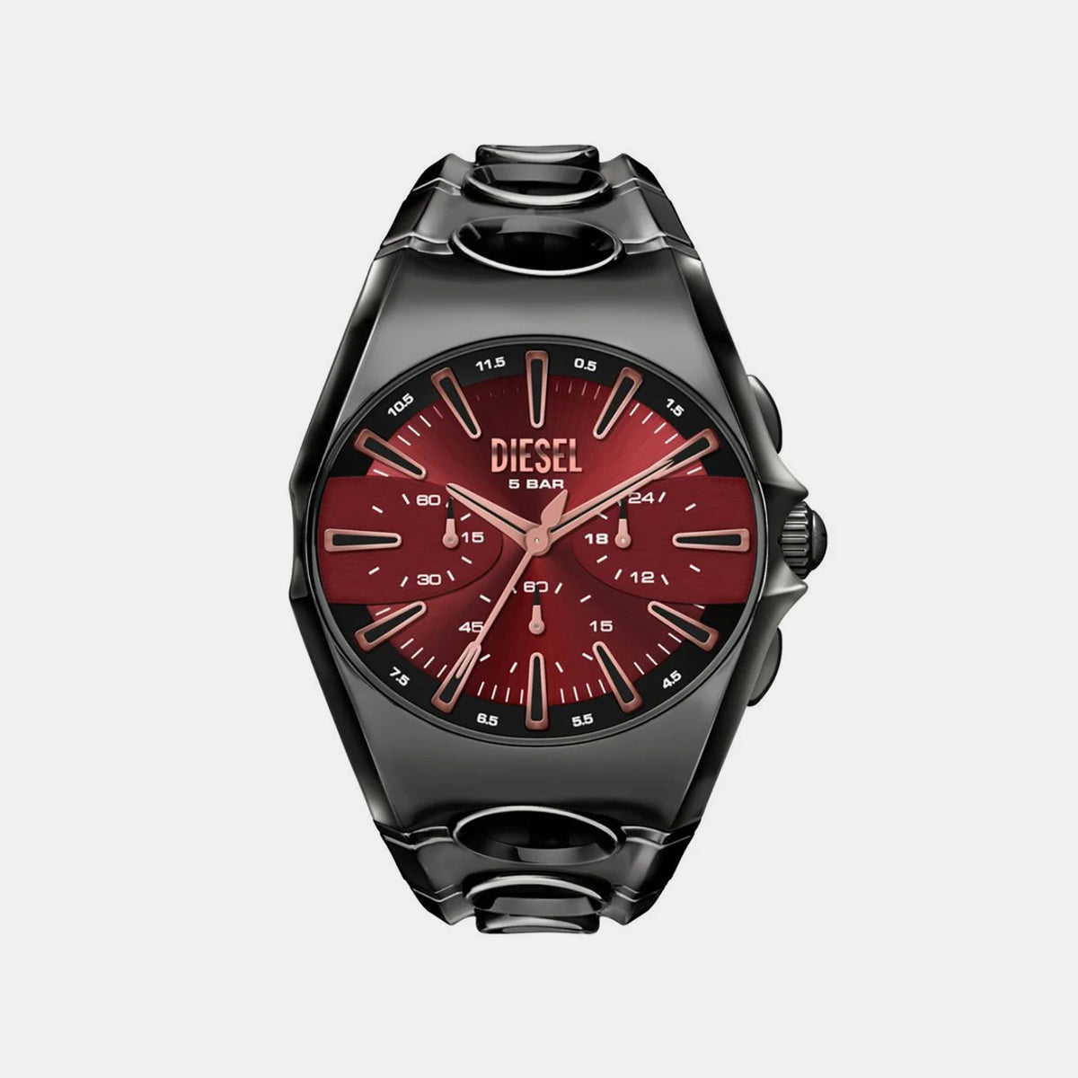 Fenix Men Quartz Burgundy Dial Chronograph Stainless Steel Watch DZ4726