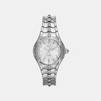 Women Quartz Silver Dial Analog Stainless Steel Watch DZ5605