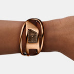 Wrap-D Women Quartz Brown Dial Analog Leather Watch DZ5630