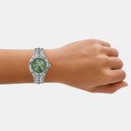 Mini Vert Women Quartz Green Dial Analog Stainless Steel Watch DZ5632