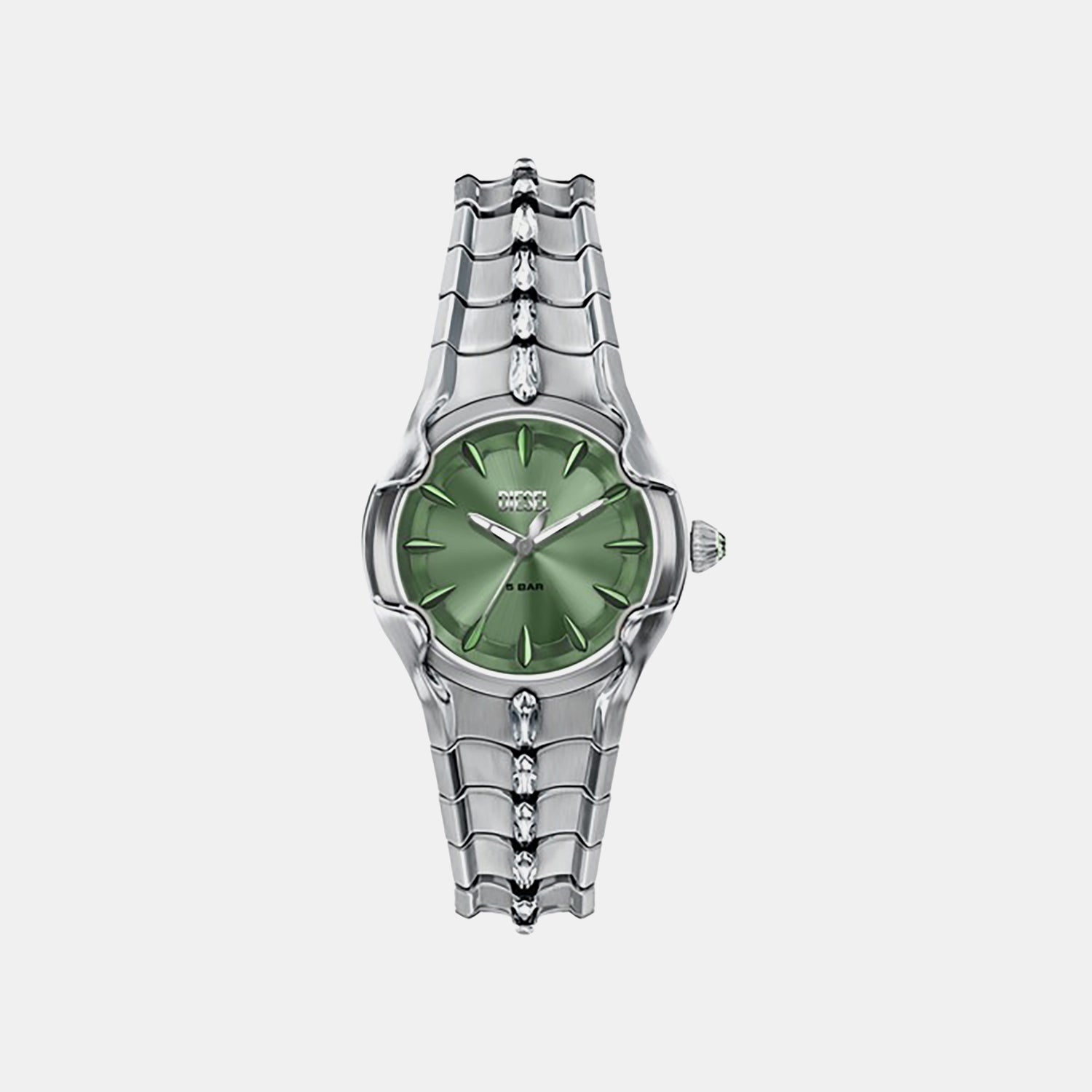 Mini Vert Women Quartz Green Dial Analog Stainless Steel Watch DZ5632