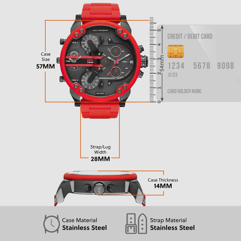 Mr. Daddy 2 Men Quartz Grey Dial Chronograph Stainless Steel Watch DZ7370
