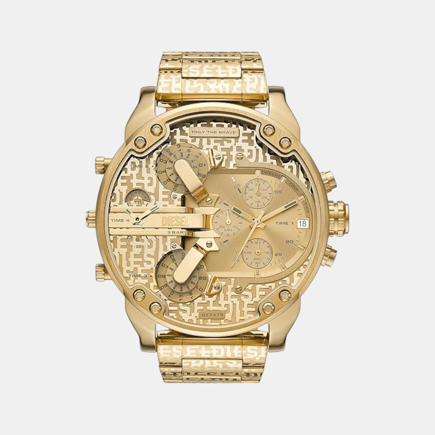 Mr. Daddy 2.0 Men Automatic Gold Dial Chronograph Stainless Steel Watch DZ7479