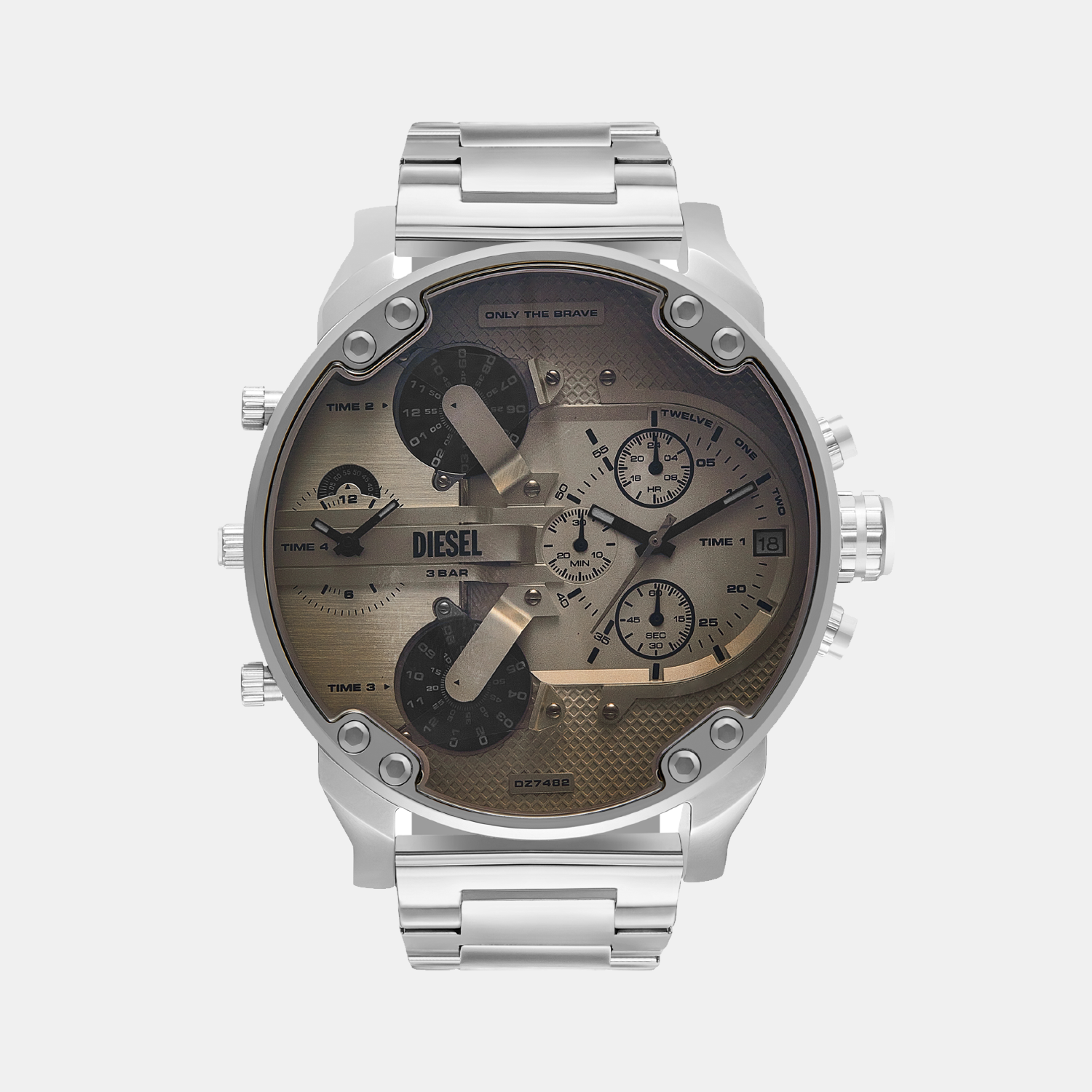 Mr. Daddy 2.0 Men Quartz White Dial Chronograph Leather Watch DZ7482