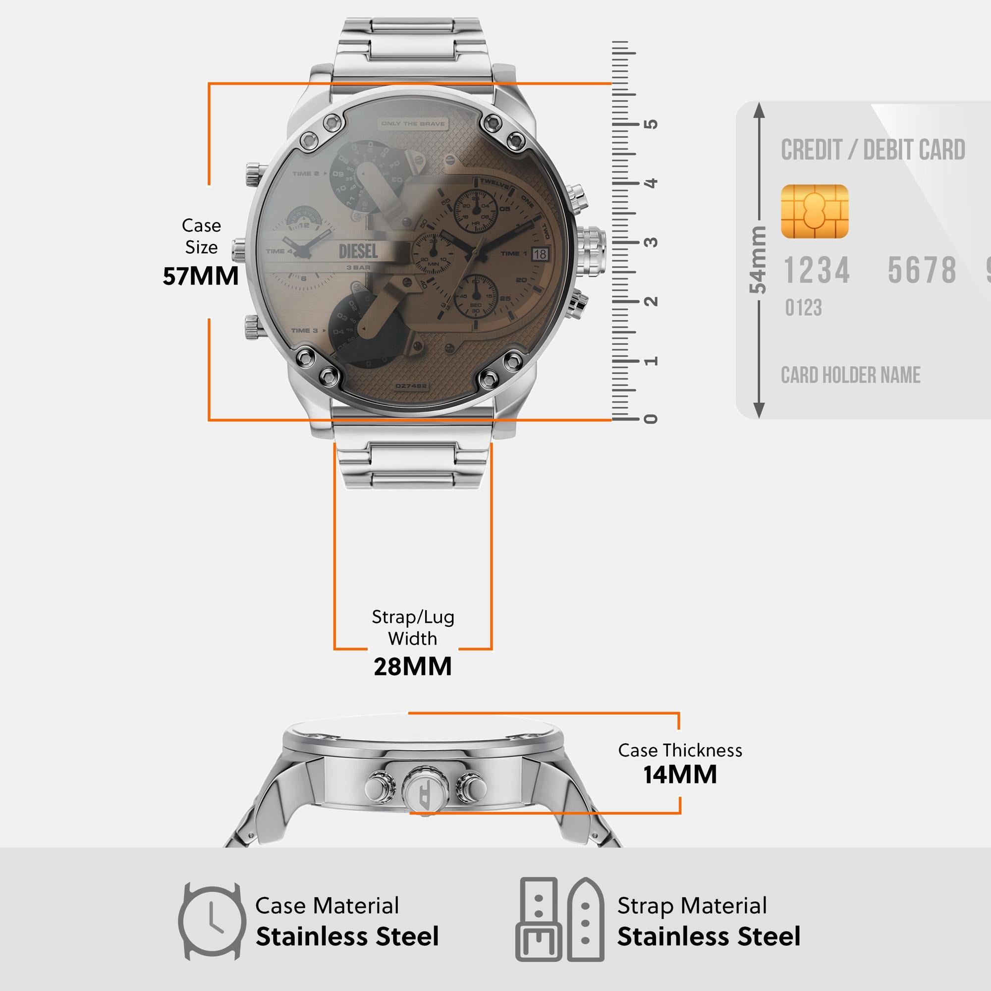 Mr. Daddy 2.0 Men Quartz White Dial Chronograph Leather Watch DZ7482