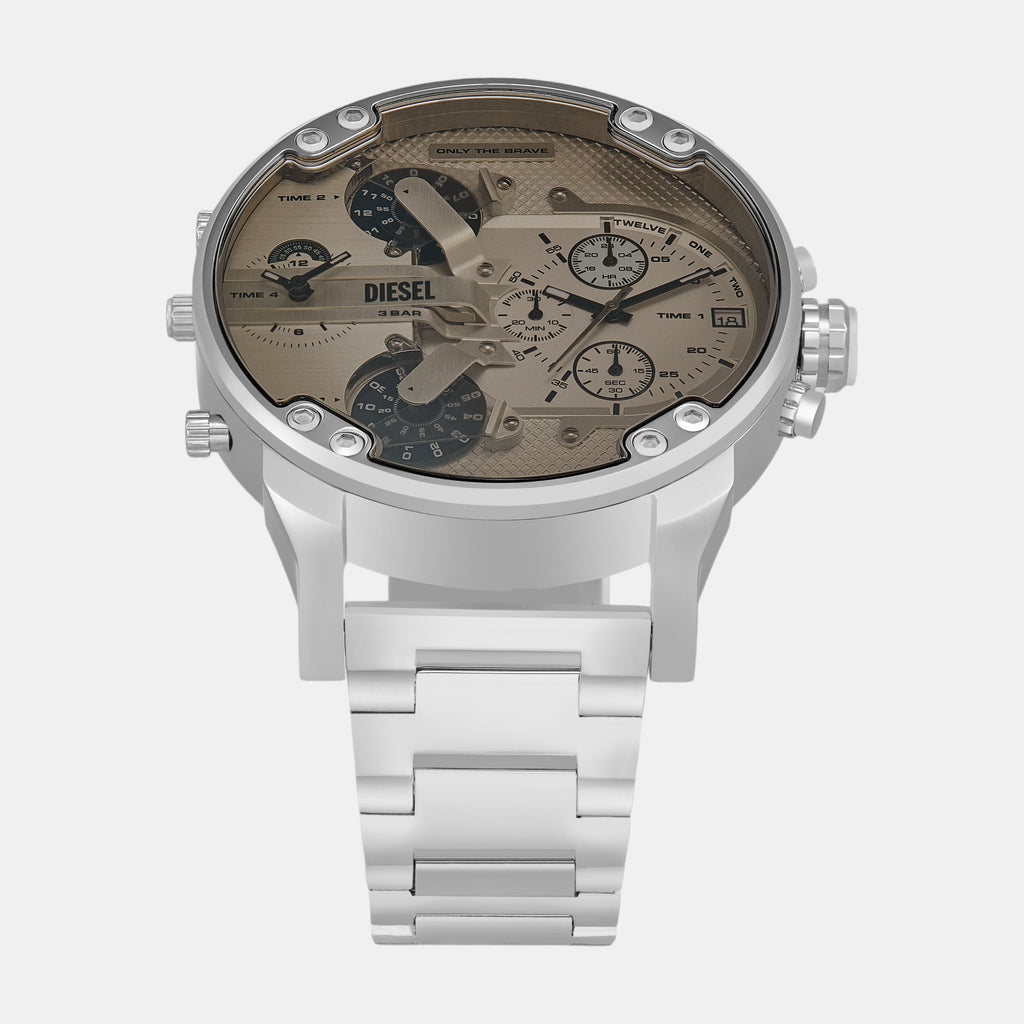 Mr. Daddy 2.0 Men Quartz White Dial Chronograph Leather Watch DZ7482