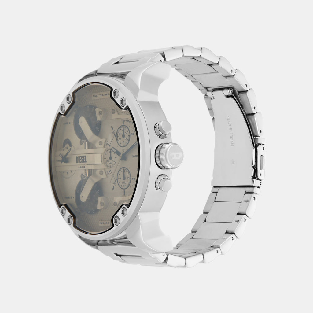 Mr. Daddy 2.0 Men Quartz White Dial Chronograph Leather Watch DZ7482