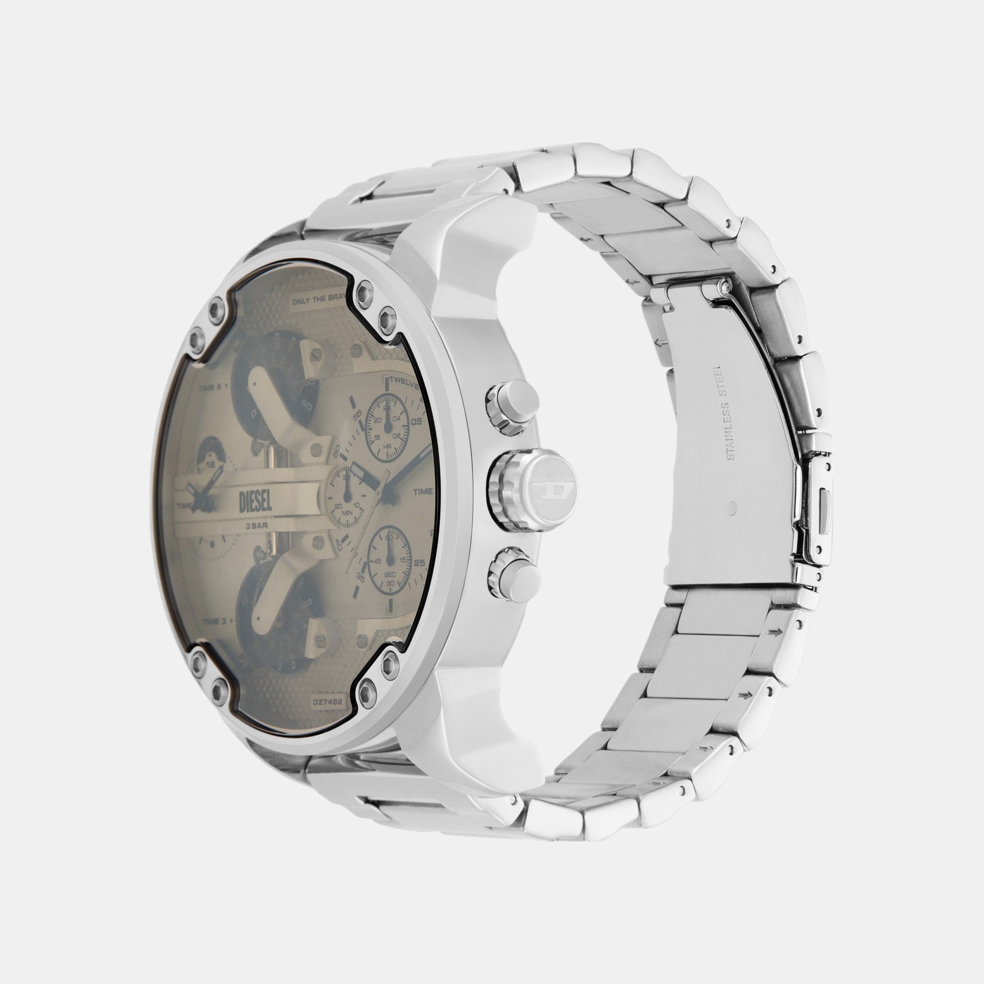 Mr. Daddy 2.0 Men Quartz White Dial Chronograph Leather Watch DZ7482