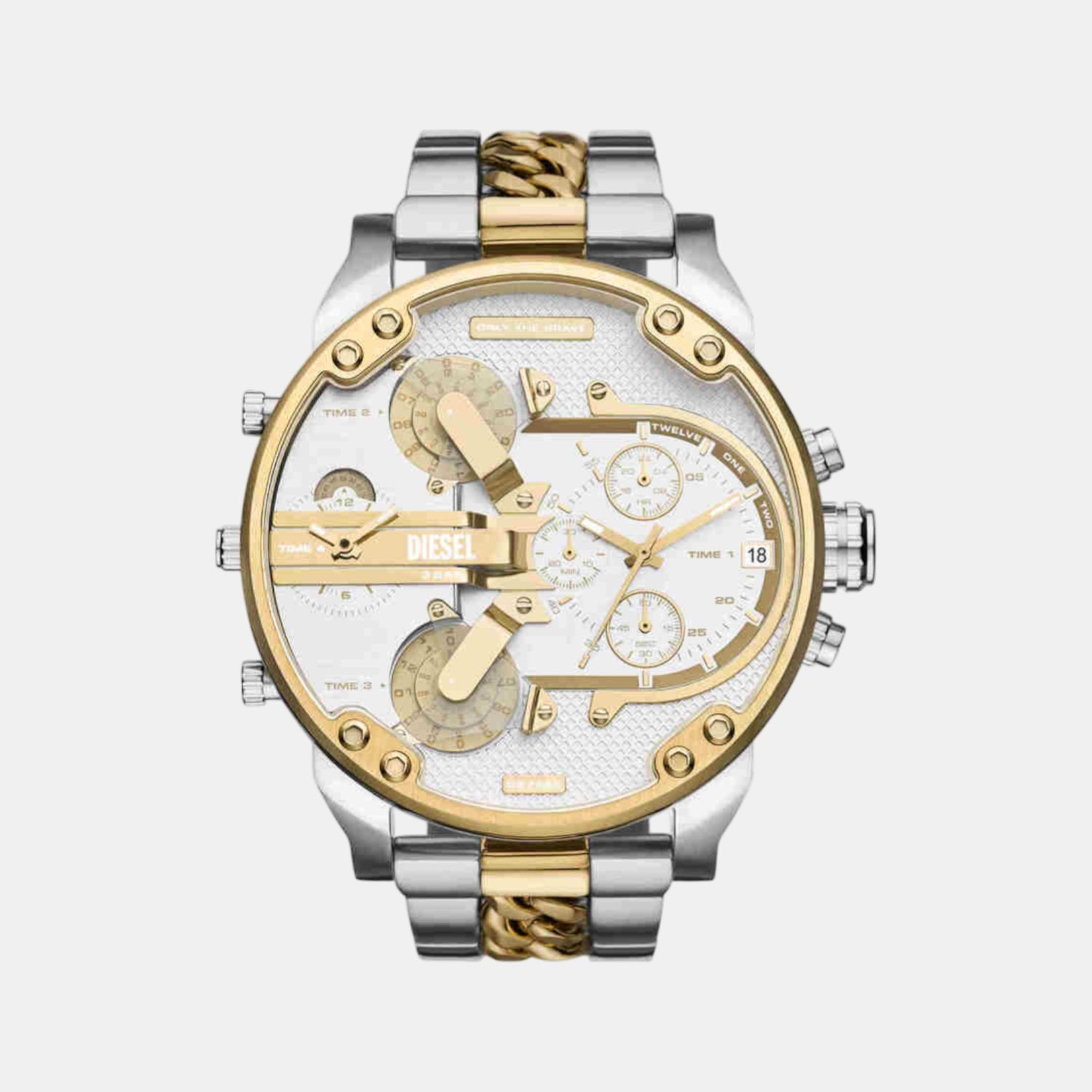 Mr. Daddy 2 Men Quartz Two Tone Dial Analog Stainless Steel Watch DZ7486