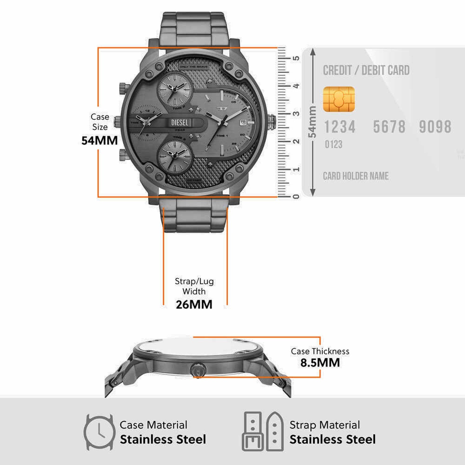 Mr. Daddy Slim Men Quartz Grey Dial Analog Stainless Steel Watch DZ7487