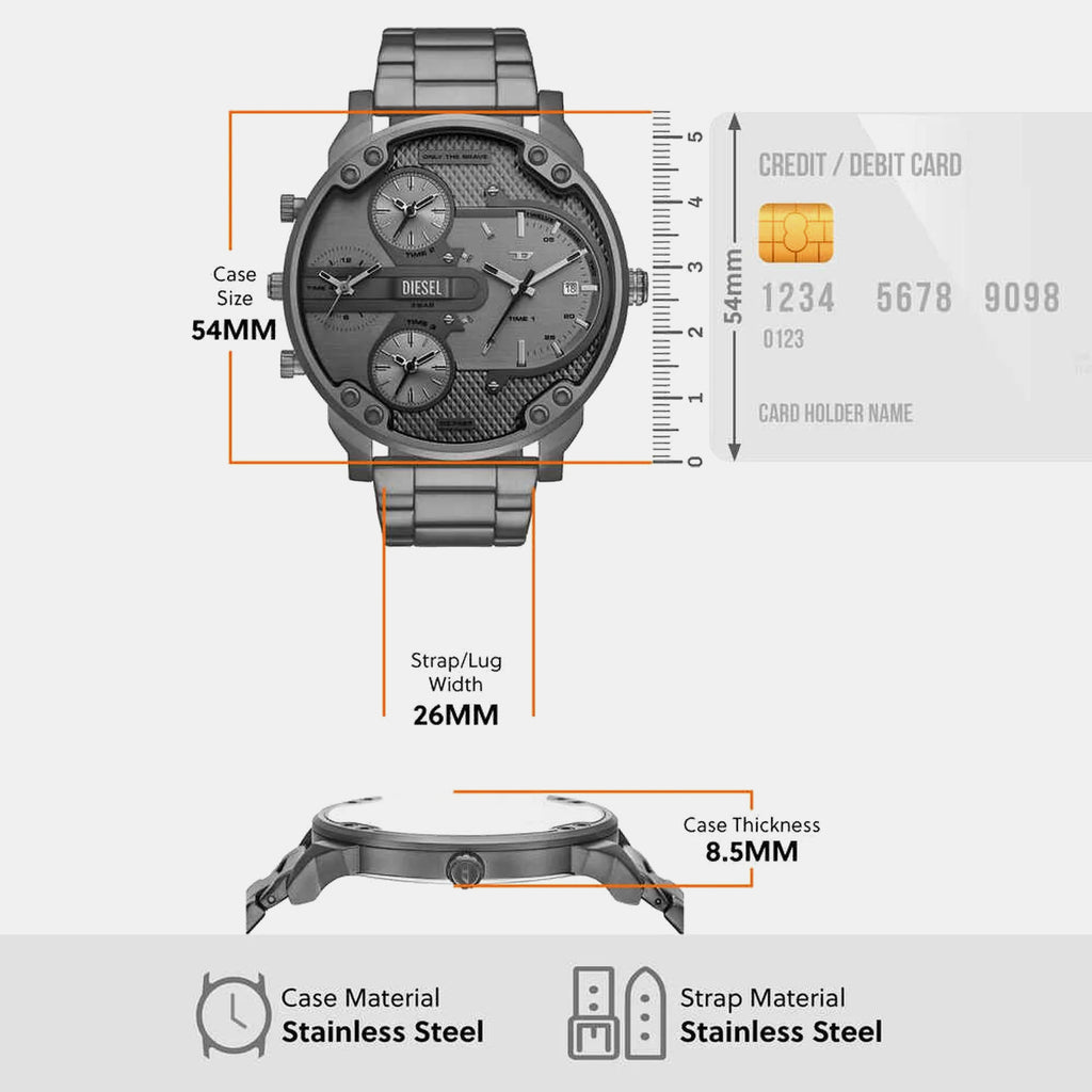 Mr. Daddy Slim Men Quartz Grey Dial Chronograph Stainless Steel Watch DZ7487