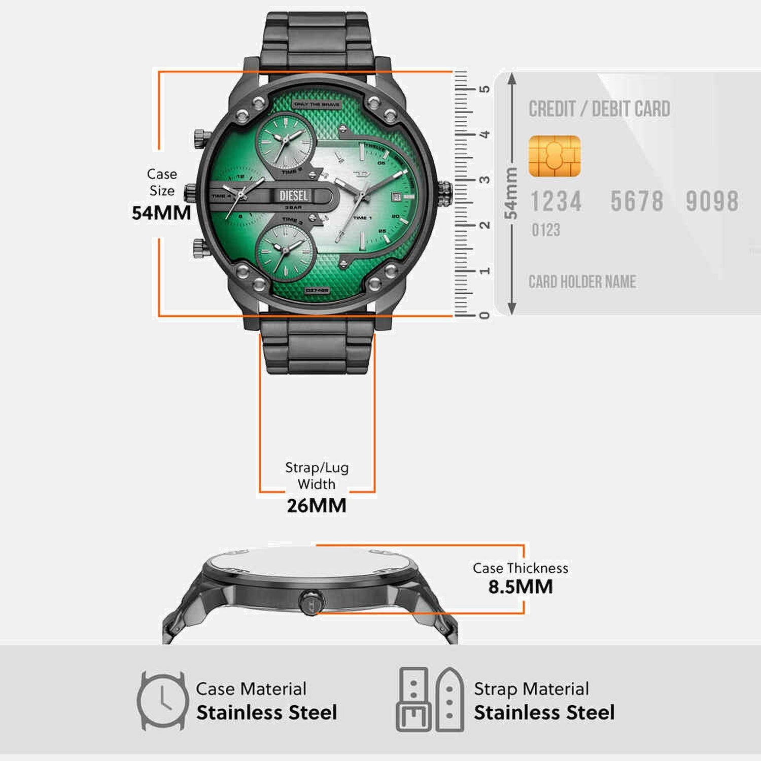 Mr. Daddy Slim Men Quartz Two Tone Dial Analog Stainless Steel Watch DZ7488