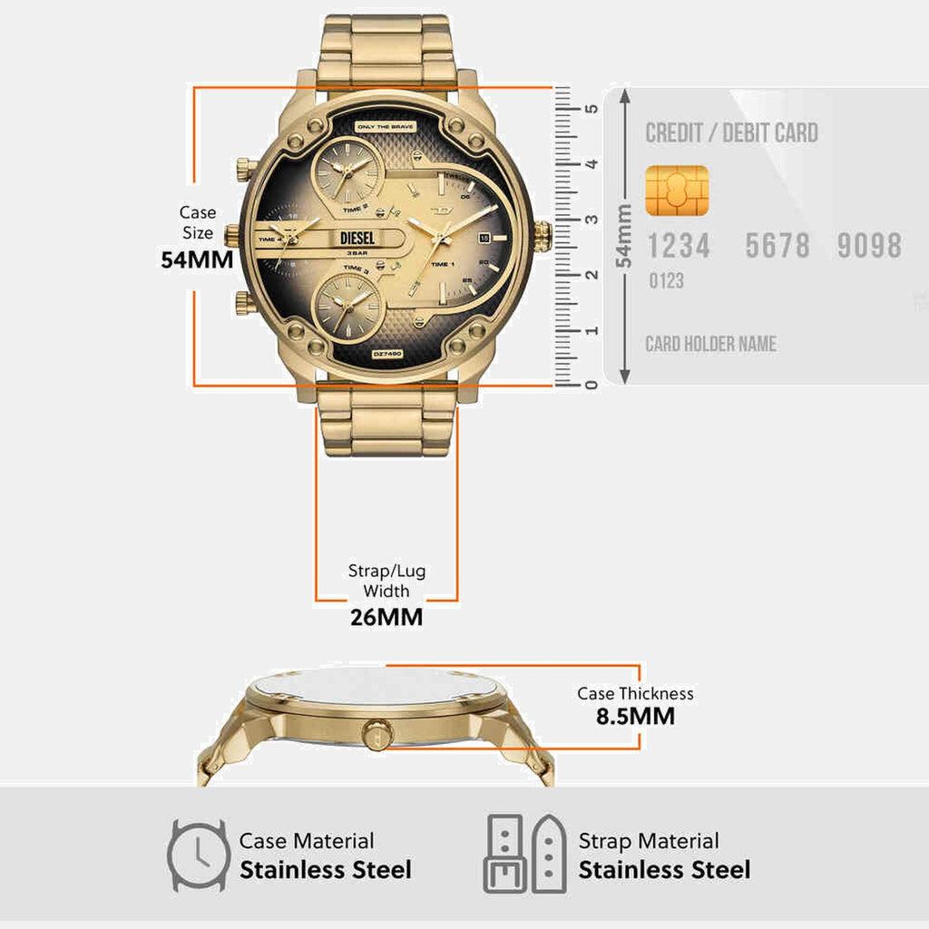 Mr. Daddy Slim Men Quartz Two Tone Dial Analog Stainless Steel Watch DZ7490