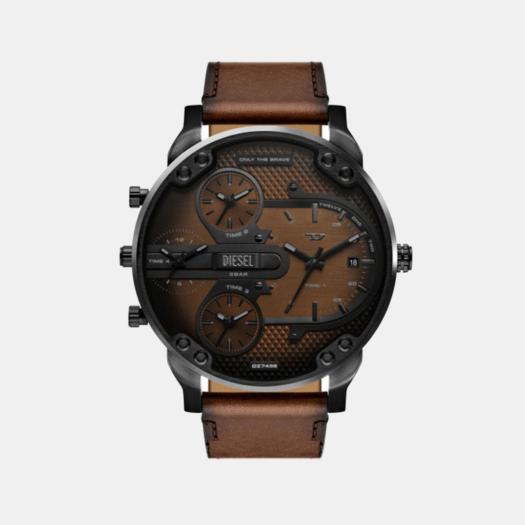 Mr. Daddy Men Quartz Brown Dial Chronograph Leather Watch DZ7492