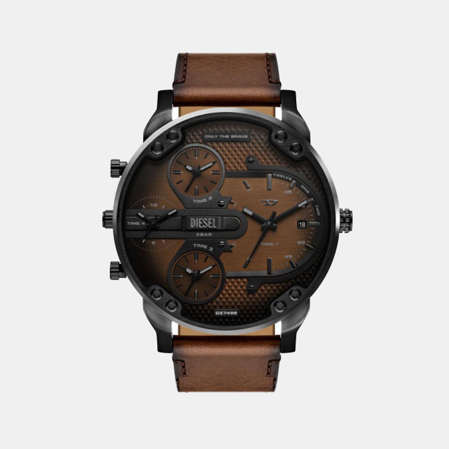 Mr. Daddy Men Quartz Brown Dial Chronograph Leather Watch DZ7492