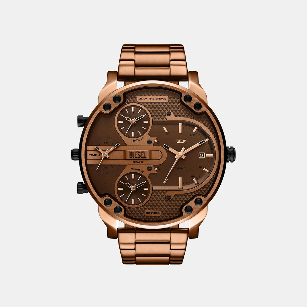 Men Quartz Brown Dial Analog Stainless Steel Watch DZ7493