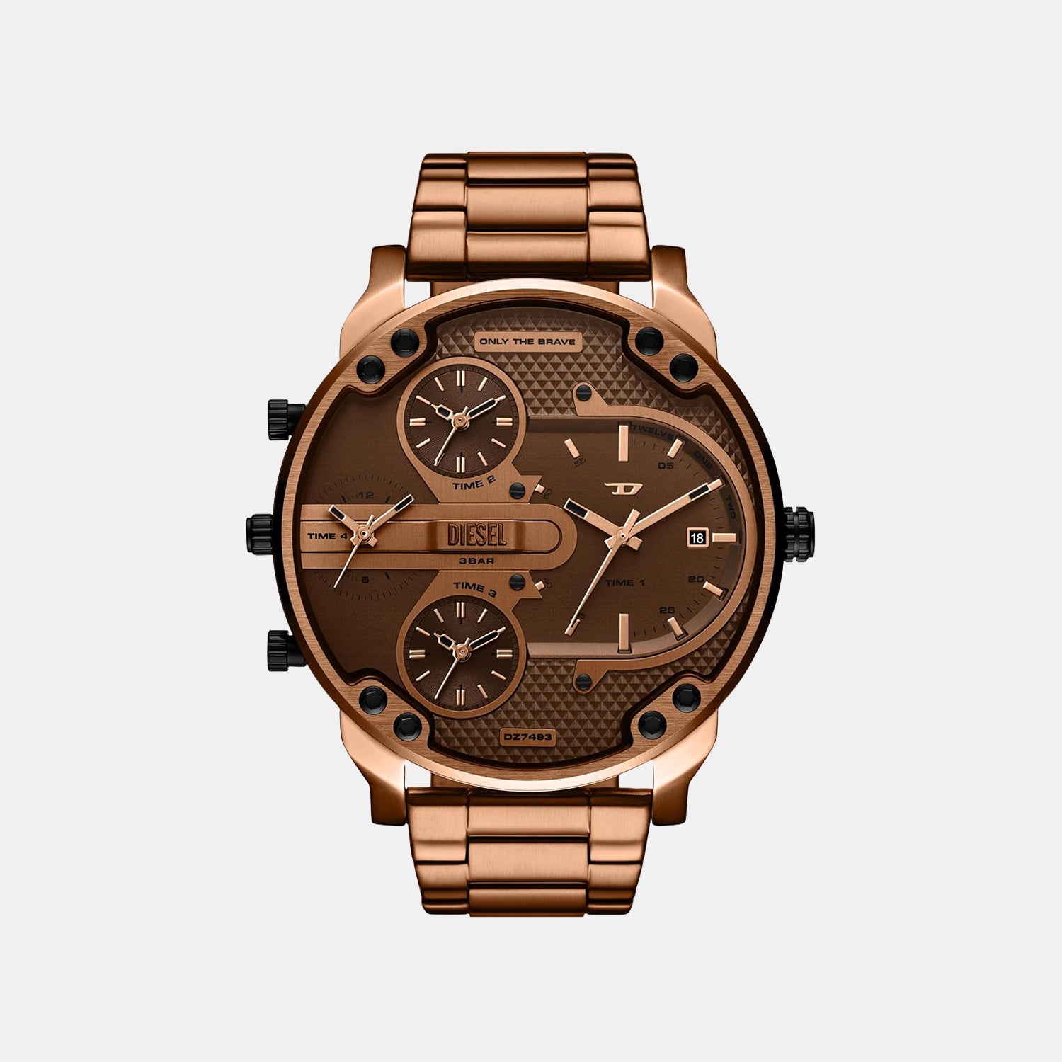 Men Quartz Brown Dial Analog Stainless Steel Watch DZ7493