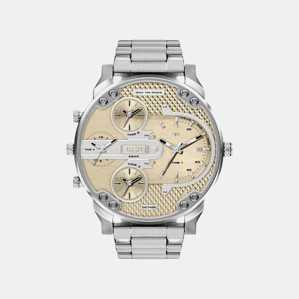 Mr. Daddy Men Quartz Gold Dial Chronograph Stainless Steel Watch DZ7495