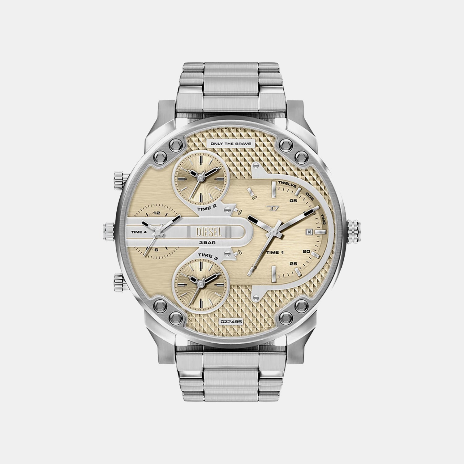 Mr. Daddy Men Quartz Gold Dial Chronograph Stainless Steel Watch DZ7495