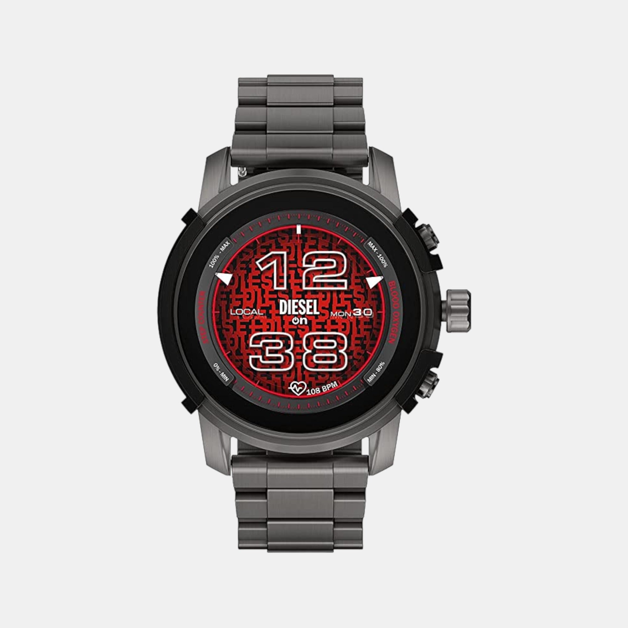 Diesel Male Red Digital Griffed Stainless Steel Smart Watch