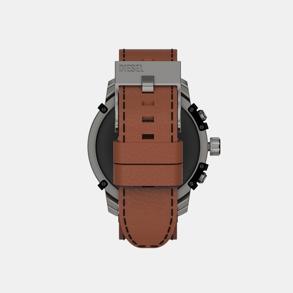 Men Automatic Black Dial Digital Leather Watch DZT2043