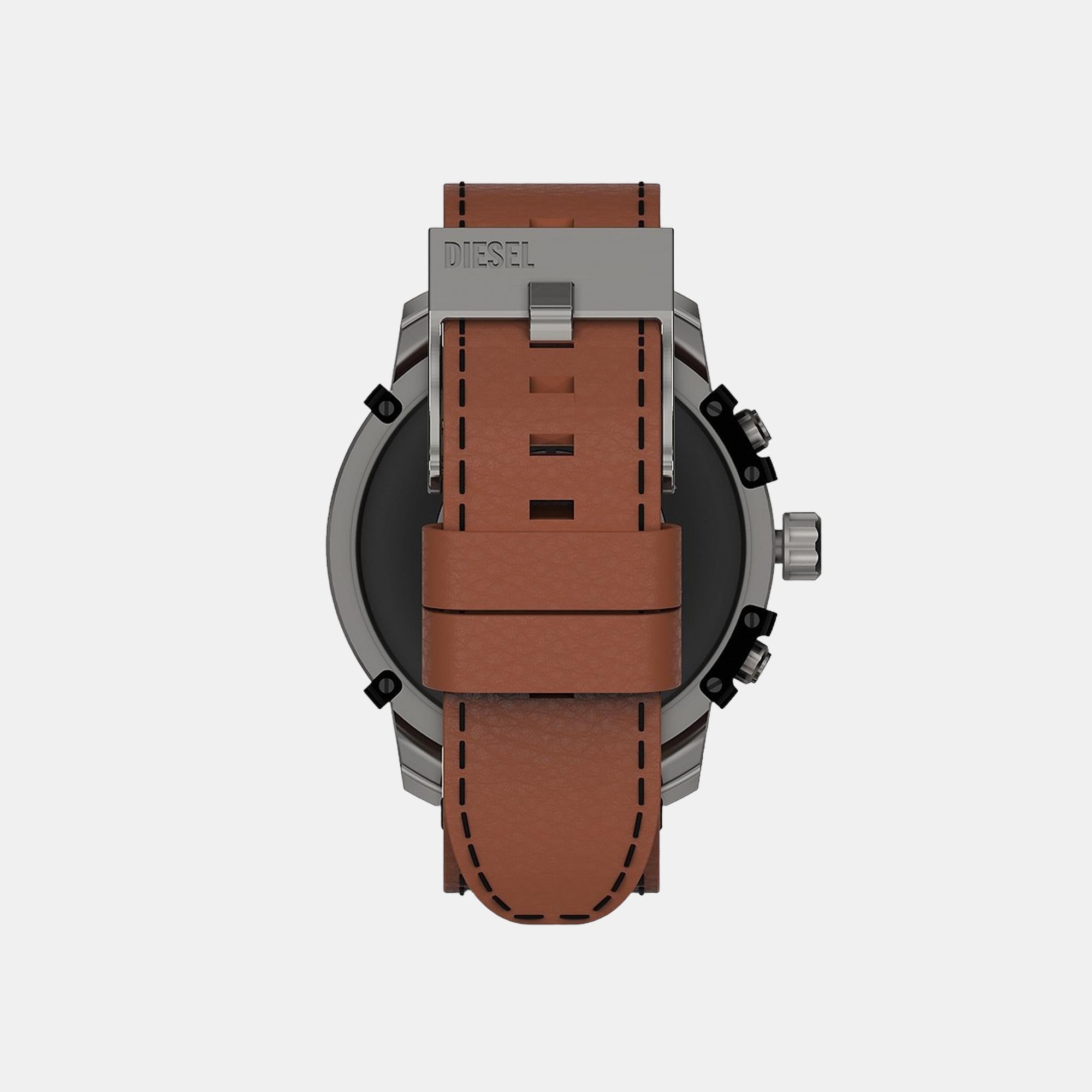 Men Automatic Black Dial Digital Leather Watch DZT2043