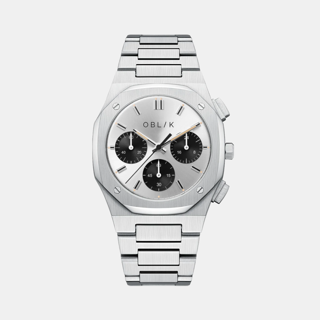 Delta Men Quartz Two Tone Dial Chronograph Stainless Steel Watch