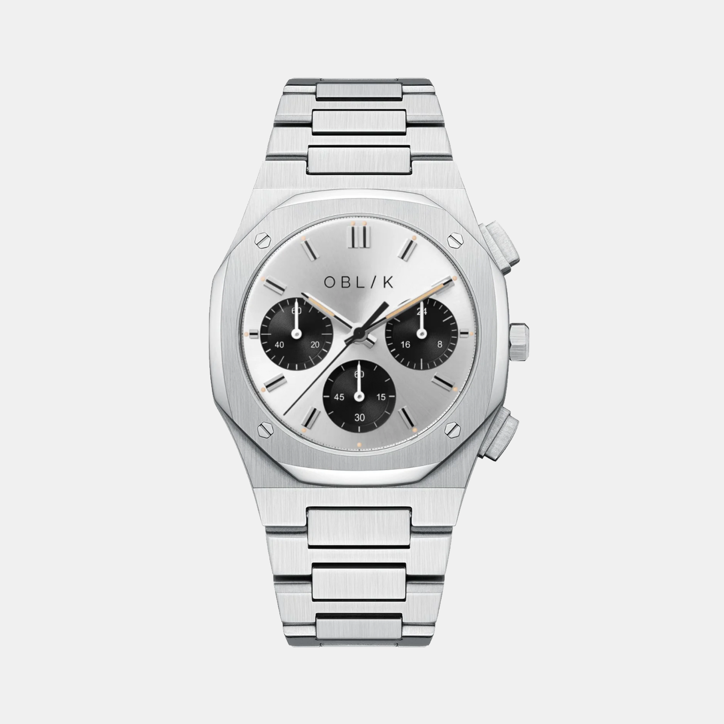 Delta Men Quartz Two Tone Dial Chronograph Stainless Steel Watch