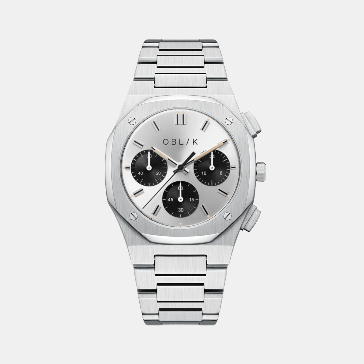 Delta Men Quartz Silver Dial Chronograph Stainless Steel Watch Delta