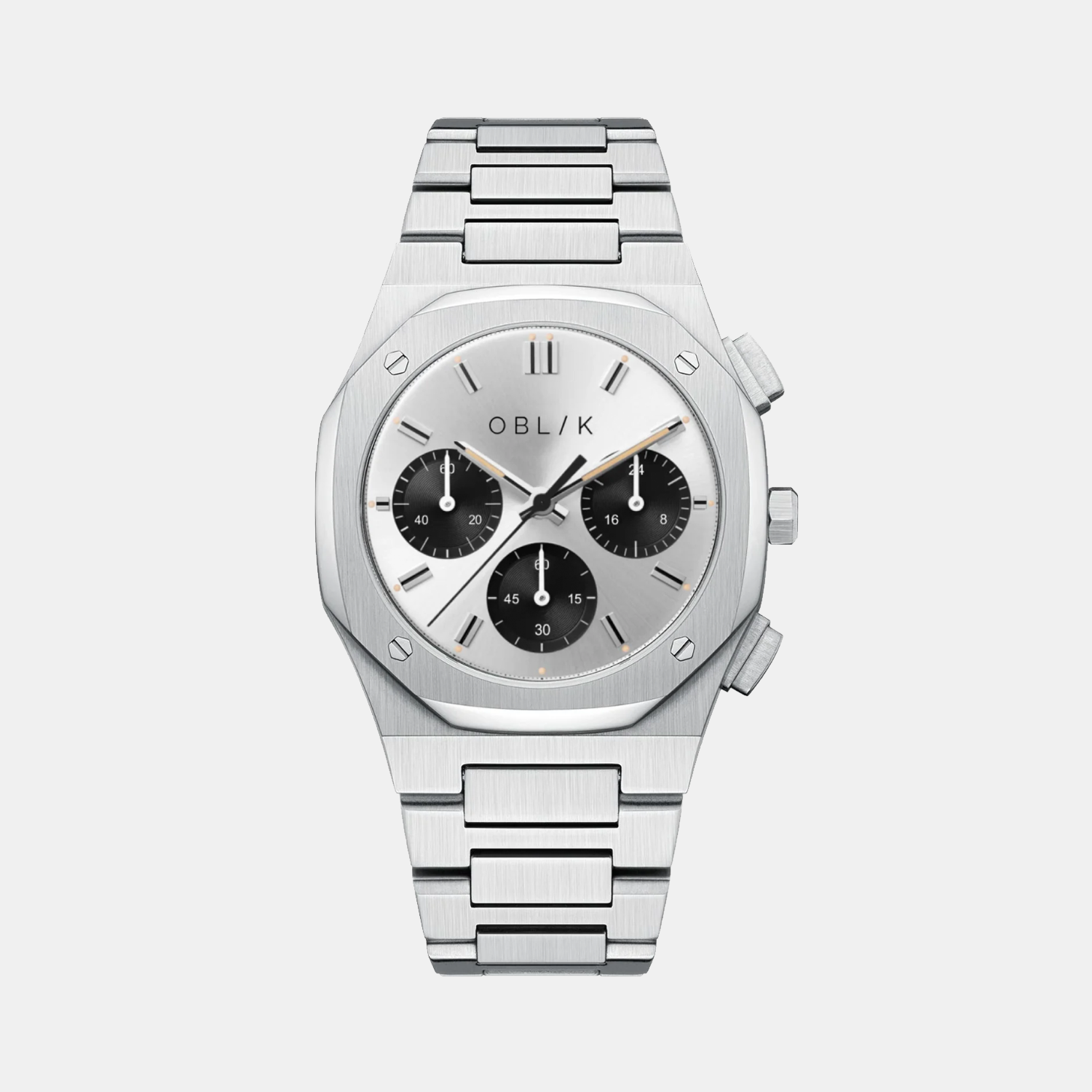 Delta Men Quartz Two Tone Dial Chronograph Stainless Steel Watch