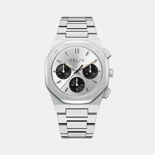 Delta Men Quartz Two Tone Dial Chronograph Stainless Steel Watch