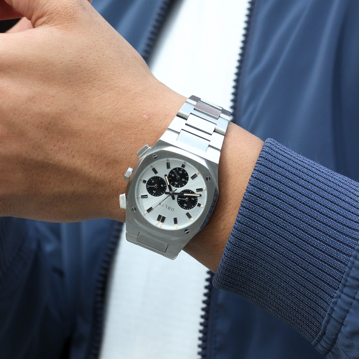 Delta Men Quartz Silver Dial Chronograph Stainless Steel Watch Delta