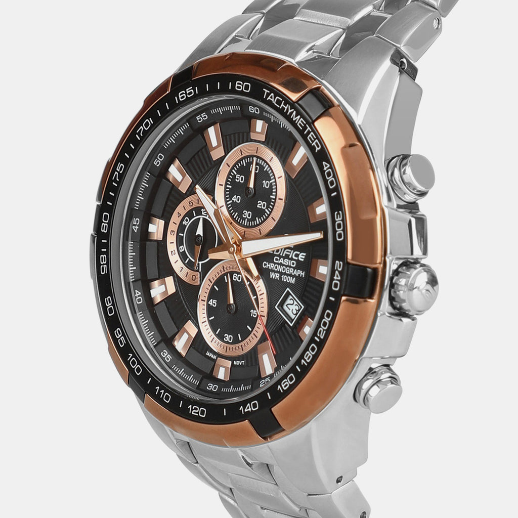 Edifice Men Quartz Black Dial Chronograph Stainless Steel Watch ED368
